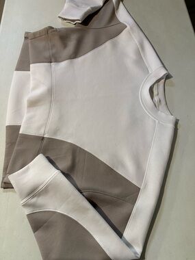 Colorblock Crewneck Sweatshirt - White & Taupe